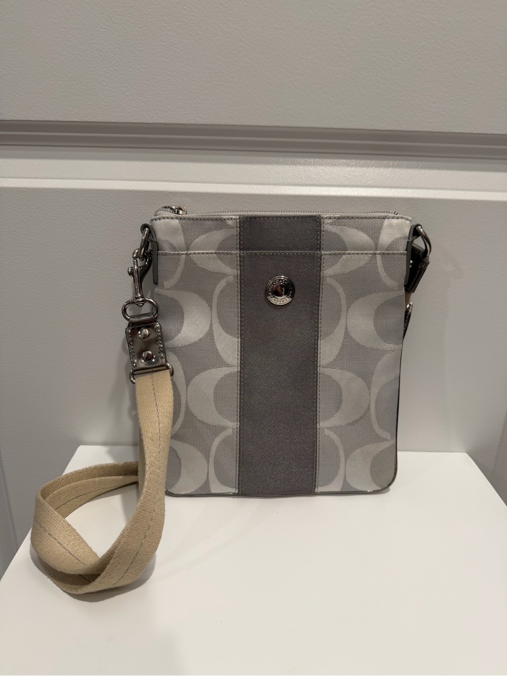 Coach Signature Jacquard & Stripe Sutton Swingpack Shoulder Bag